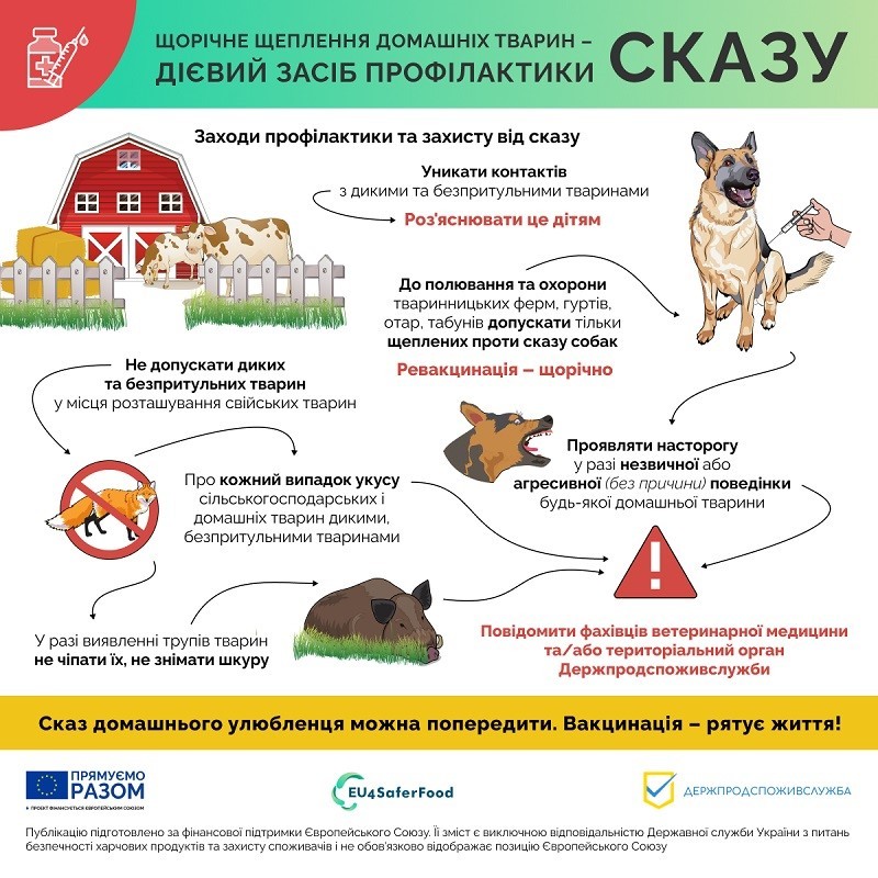 Щорічне щеплення домашніх тварин - дієвий засіб профілактики сказу